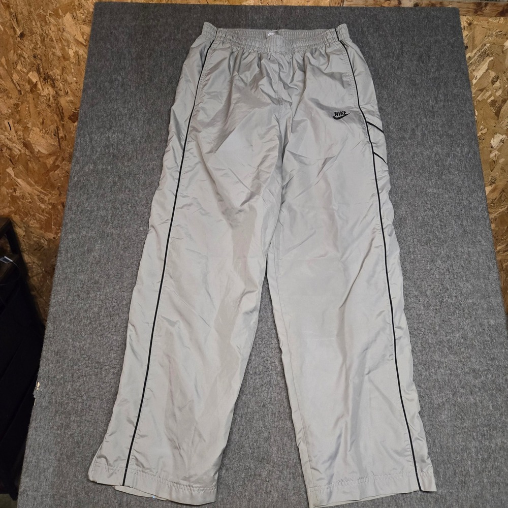 Vintage Y2k Nike Track Pants Mens Large Gray Windbreaker Side Stripe Lined